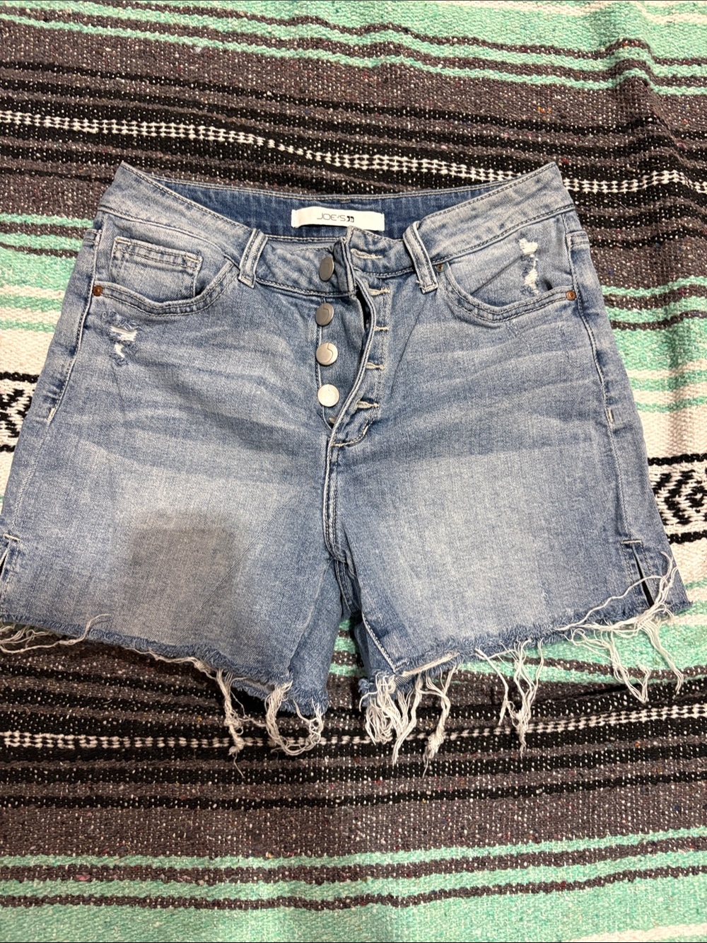 Joe's Jeans Light Blue Button-Front Distressed Denim Shorts